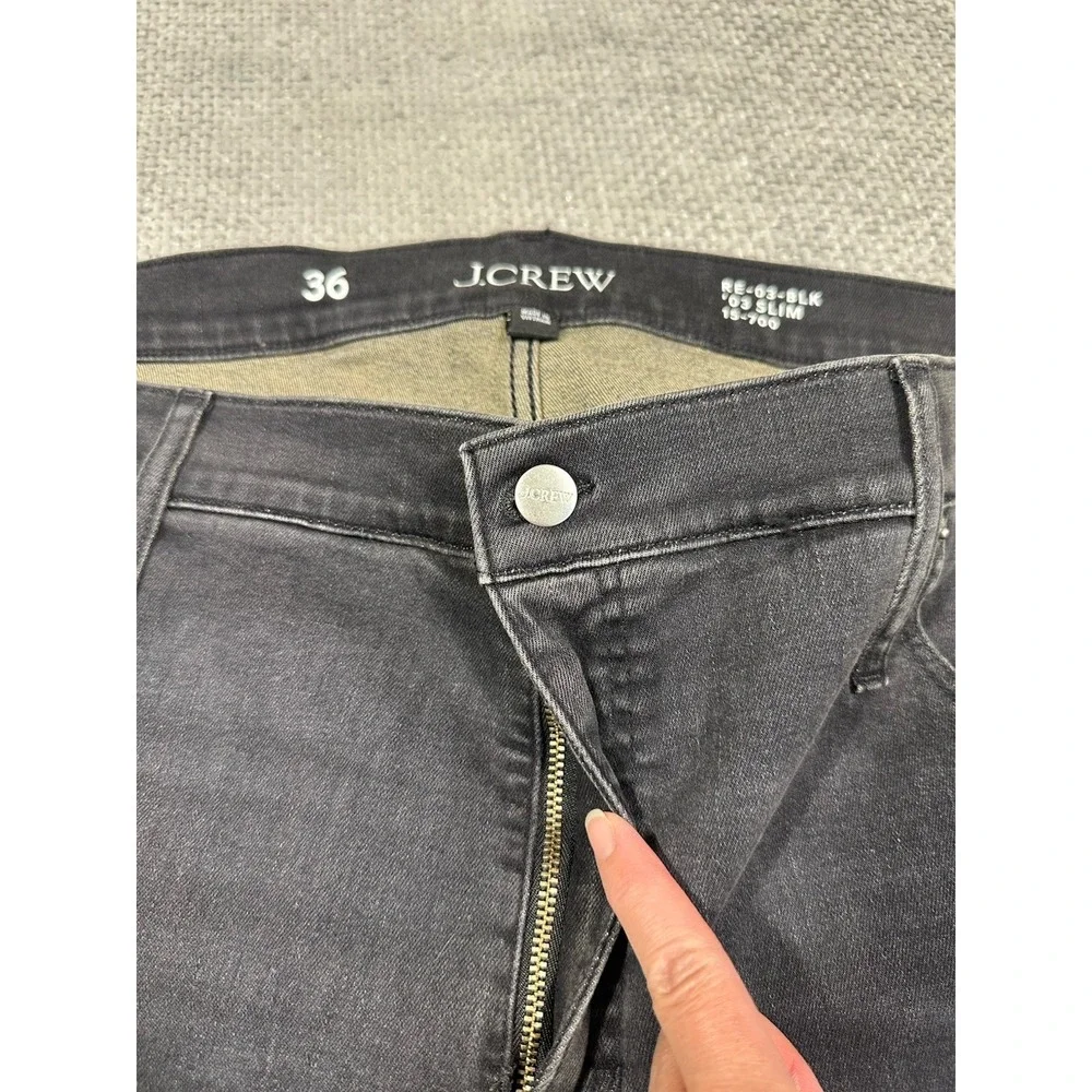J.Crew Slim‎ Straight Jeans Women 36 43x27.5 Black RE-03-BLK CF500 Stretch